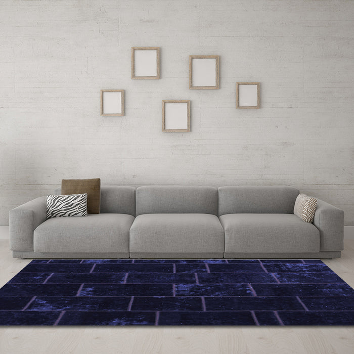 Machine Washable Abstract Blue Contemporary Rug in a Living Room, wshcon1445blu
