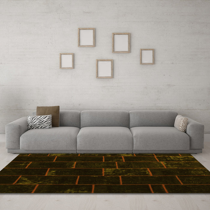 Machine Washable Abstract Yellow Contemporary Rug in a Living Room, wshcon1445yw