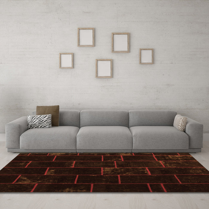 Machine Washable Abstract Orange Contemporary Area Rugs in a Living Room, wshcon1445org