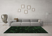 Machine Washable Abstract Emerald Green Contemporary Area Rugs in a Living Room,, wshcon1445emgrn