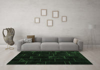 Machine Washable Abstract Emerald Green Contemporary Rug, wshcon1445emgrn