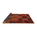 Thickness of Contemporary Mahogany Brown Patchwork Rug, con1446