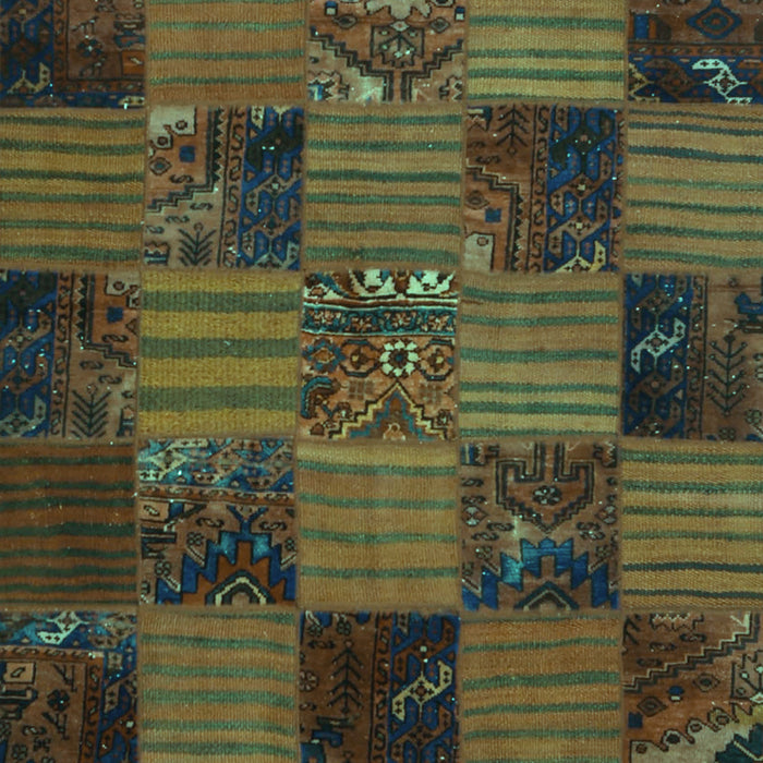 Machine Washable Patchwork Turquoise Transitional Area Rugs, wshcon1446turq