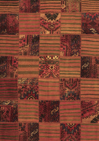 Patchwork Brown Transitional Rug, con1446brn