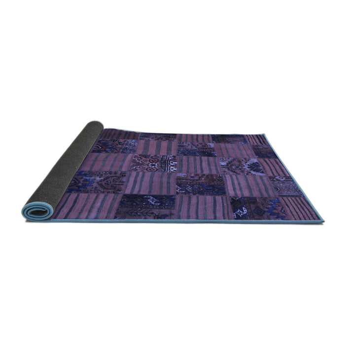 Sideview of Patchwork Blue Transitional Rug, con1446blu
