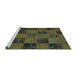 Sideview of Machine Washable Patchwork Turquoise Transitional Area Rugs, wshcon1446turq