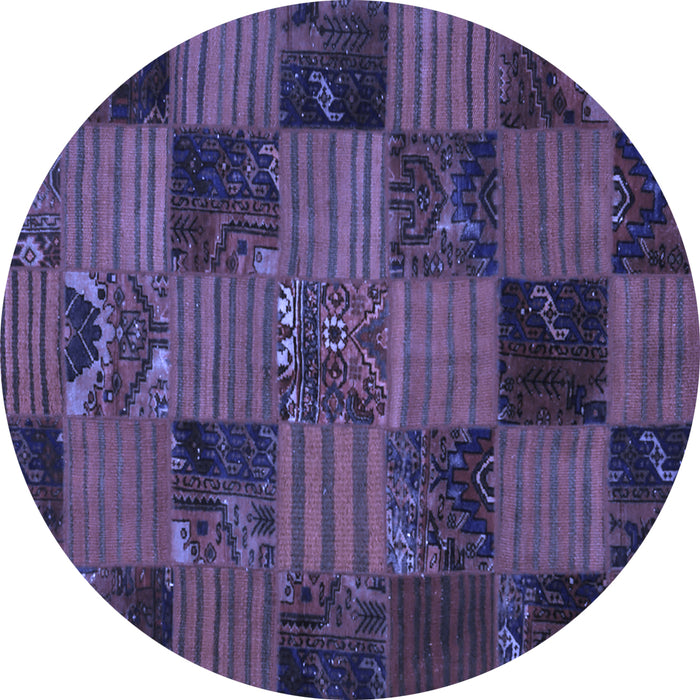 Round Patchwork Blue Transitional Rug, con1446blu