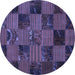 Round Patchwork Blue Transitional Rug, con1446blu