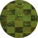 Square Patchwork Green Transitional Rug, con1446grn