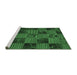 Sideview of Machine Washable Patchwork Emerald Green Transitional Area Rugs, wshcon1446emgrn