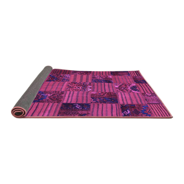 Sideview of Patchwork Purple Transitional Rug, con1446pur