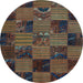 Round Machine Washable Patchwork Light Blue Transitional Rug, wshcon1446lblu