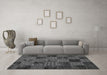 Machine Washable Patchwork Gray Transitional Rug in a Living Room,, wshcon1446gry