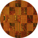 Round Patchwork Yellow Transitional Rug, con1446yw