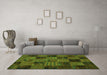 Machine Washable Patchwork Green Transitional Area Rugs in a Living Room,, wshcon1446grn