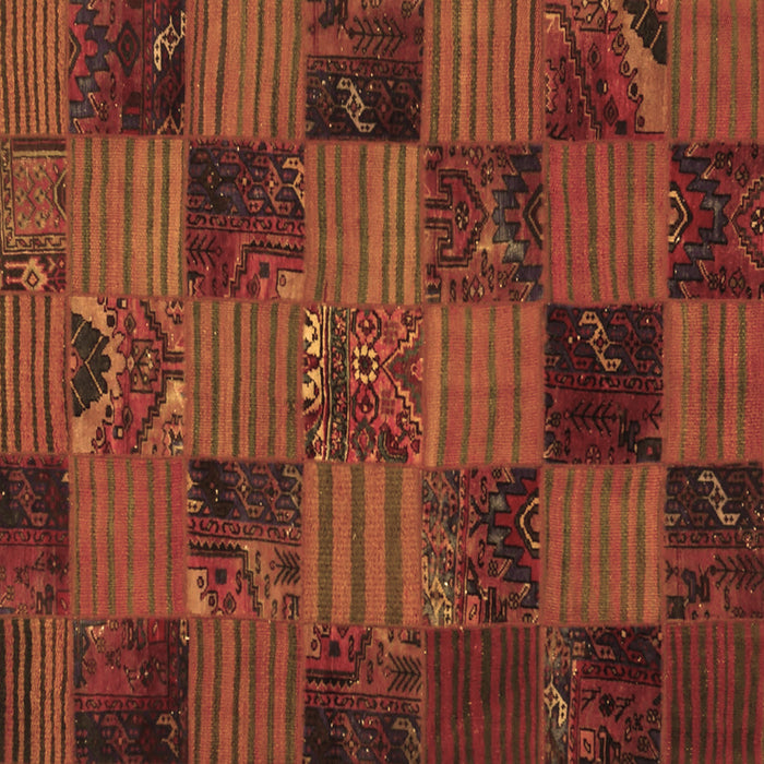 Square Machine Washable Patchwork Brown Transitional Rug, wshcon1446brn