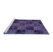 Sideview of Machine Washable Patchwork Blue Transitional Rug, wshcon1446blu