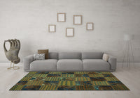 Machine Washable Patchwork Turquoise Transitional Rug, wshcon1446turq