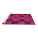 Sideview of Machine Washable Patchwork Pink Transitional Rug, wshcon1446pnk