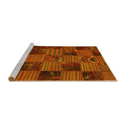 Sideview of Machine Washable Patchwork Yellow Transitional Rug, wshcon1446yw