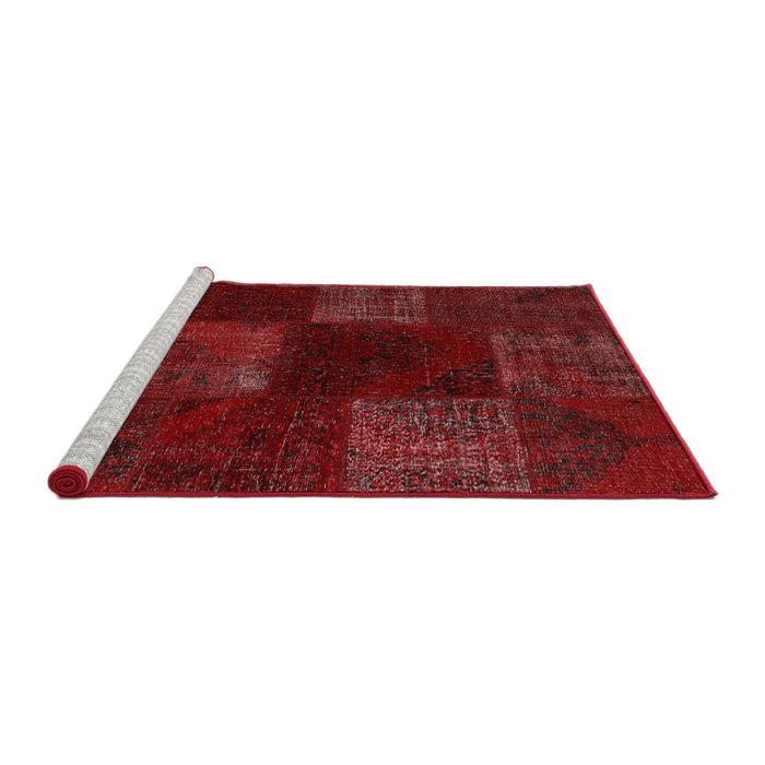 Serging Thickness of Machine Washable Contemporary Fire Brick Red Rug, wshcon1447