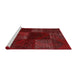 Serging Thickness of Machine Washable Contemporary Fire Brick Red Rug, wshcon1447