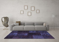 Machine Washable Patchwork Blue Transitional Rug, wshcon1447blu