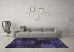 Machine Washable Patchwork Blue Transitional Rug in a Living Room, wshcon1447blu