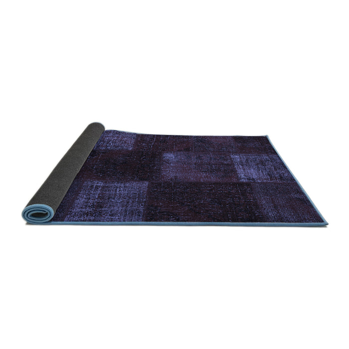 Sideview of Patchwork Blue Transitional Rug, con1447blu