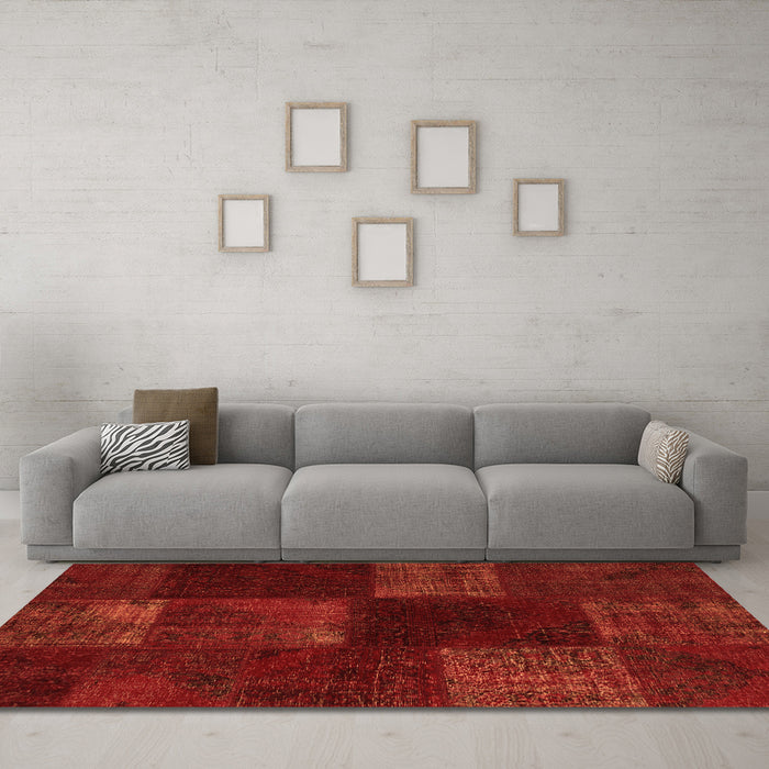 Machine Washable Patchwork Orange Transitional Area Rugs in a Living Room, wshcon1447org
