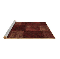 Sideview of Machine Washable Patchwork Brown Transitional Rug, wshcon1447brn
