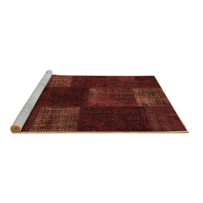 Sideview of Machine Washable Patchwork Brown Transitional Rug, wshcon1447brn