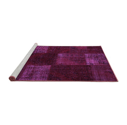 Sideview of Machine Washable Patchwork Purple Transitional Area Rugs, wshcon1447pur