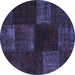 Round Patchwork Blue Transitional Rug, con1447blu