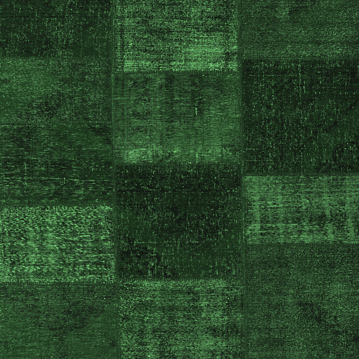 Square Machine Washable Patchwork Emerald Green Transitional Area Rugs, wshcon1447emgrn