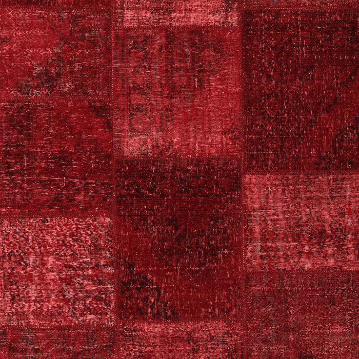 Machine Washable Patchwork Red Transitional Rug, wshcon1447red