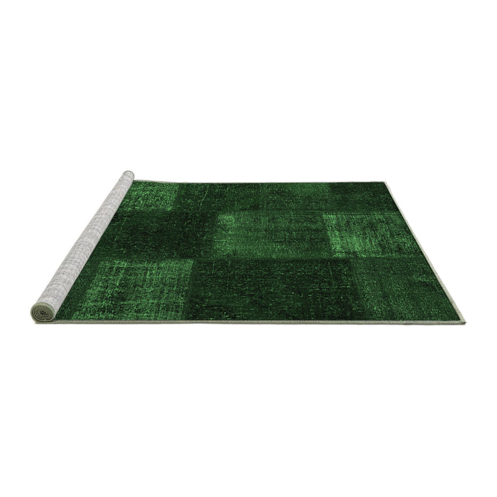 Sideview of Machine Washable Patchwork Emerald Green Transitional Area Rugs, wshcon1447emgrn