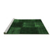 Sideview of Machine Washable Patchwork Emerald Green Transitional Area Rugs, wshcon1447emgrn