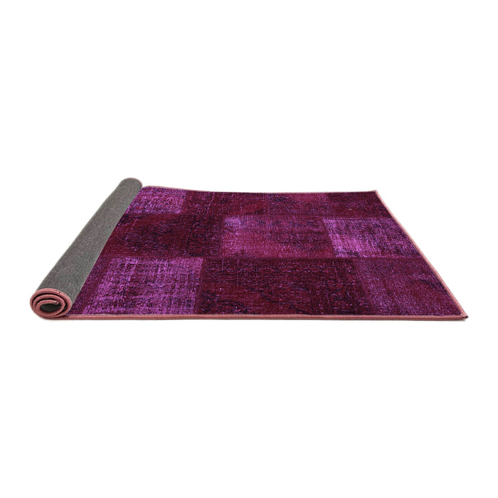 Sideview of Patchwork Purple Transitional Rug, con1447pur