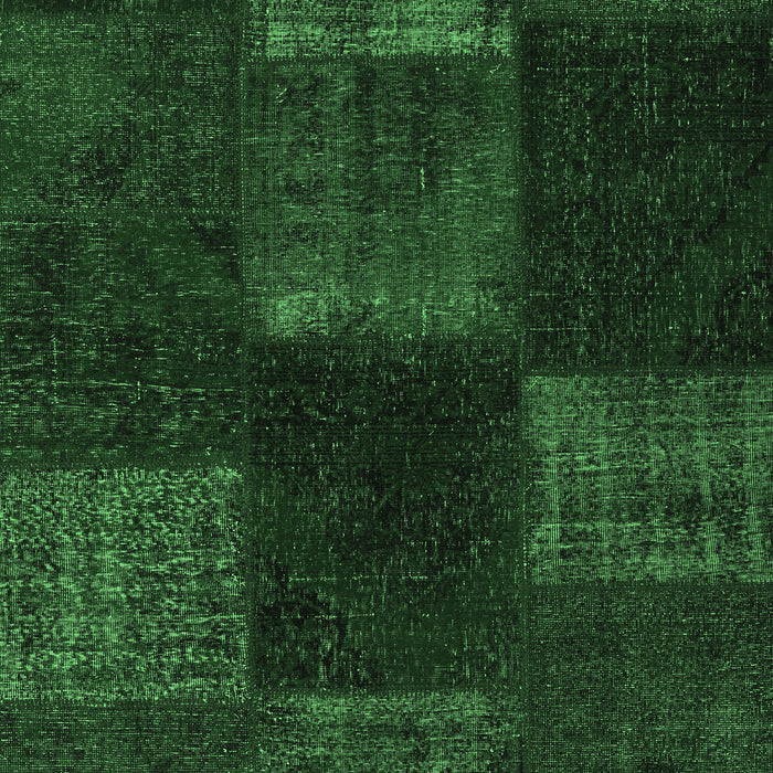 Machine Washable Patchwork Emerald Green Transitional Area Rugs, wshcon1447emgrn