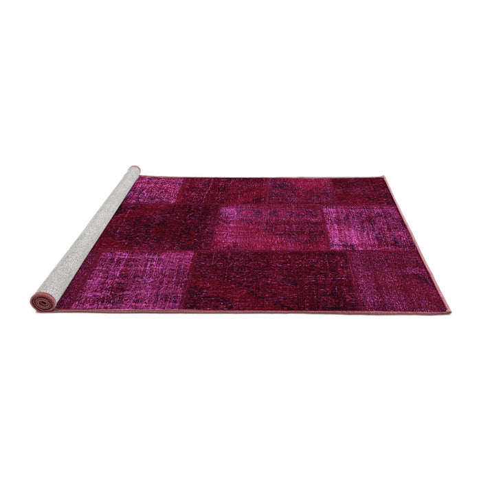 Sideview of Machine Washable Patchwork Pink Transitional Rug, wshcon1447pnk