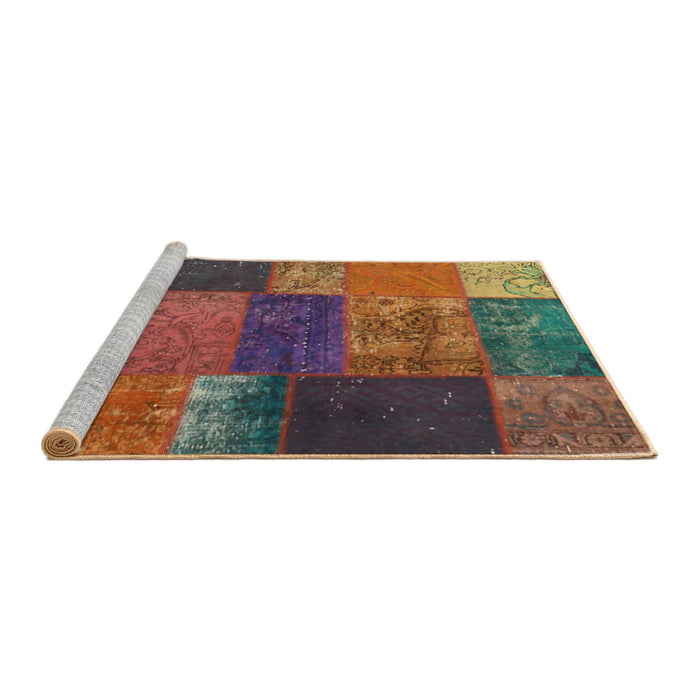 Serging Thickness of Machine Washable Contemporary Brown Red Rug, wshcon1448