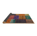 Thickness of Contemporary Brown Red Patchwork Rug, con1448