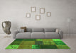 Machine Washable Patchwork Green Transitional Area Rugs in a Living Room,, wshcon1448grn