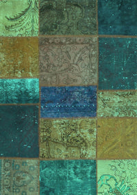 Patchwork Turquoise Transitional Rug, con1448turq