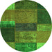 Square Patchwork Green Transitional Rug, con1448grn