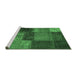 Sideview of Machine Washable Patchwork Emerald Green Transitional Area Rugs, wshcon1448emgrn