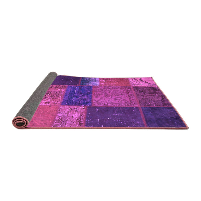 Sideview of Patchwork Purple Transitional Rug, con1448pur