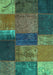 Machine Washable Patchwork Turquoise Transitional Area Rugs, wshcon1448turq