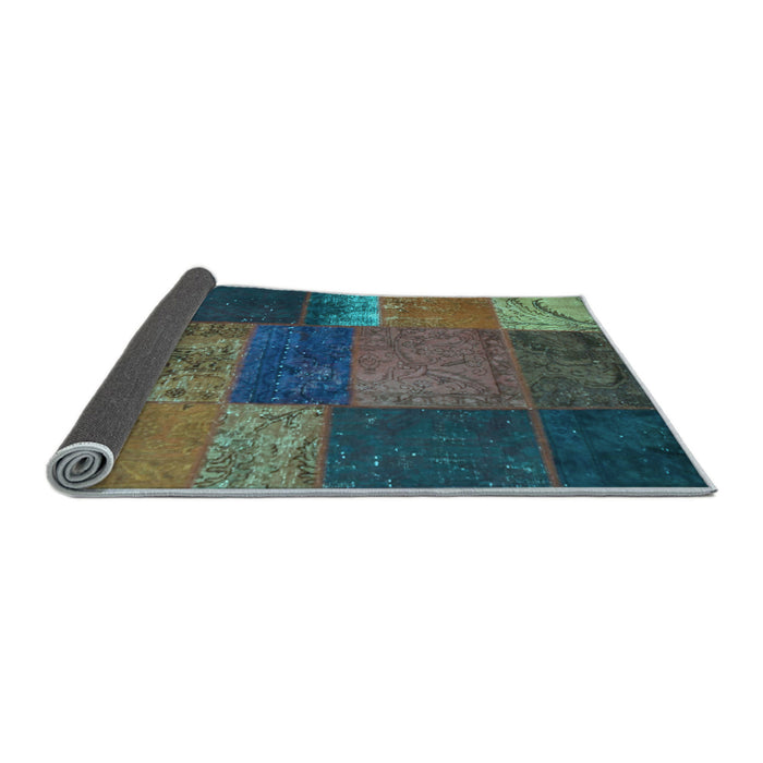 Sideview of Patchwork Light Blue Transitional Rug, con1448lblu